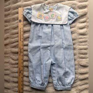 Blue Checkered ABC Romper